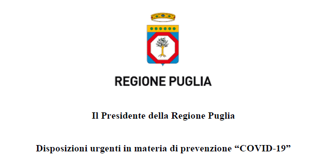 Imm. disp. Puglia Corona Virus