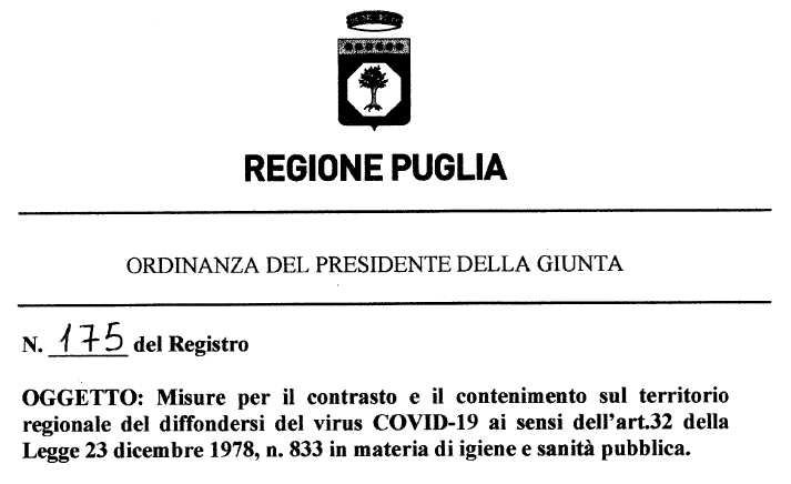 Imm. ord. reg. n.175