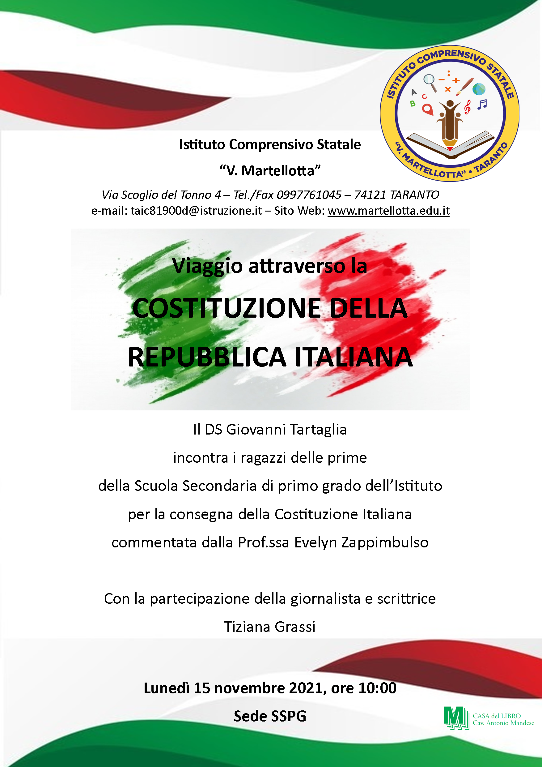 Locandina Martellotta Viaggio attraverso la Costituzione